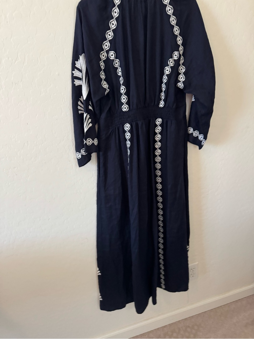 Boden Navy Maxi Dress with White Embroidery - Picture 4 of 9